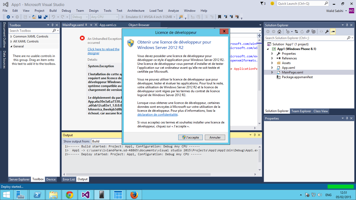 Cannot obtain developer license Windows Server 2012 R2