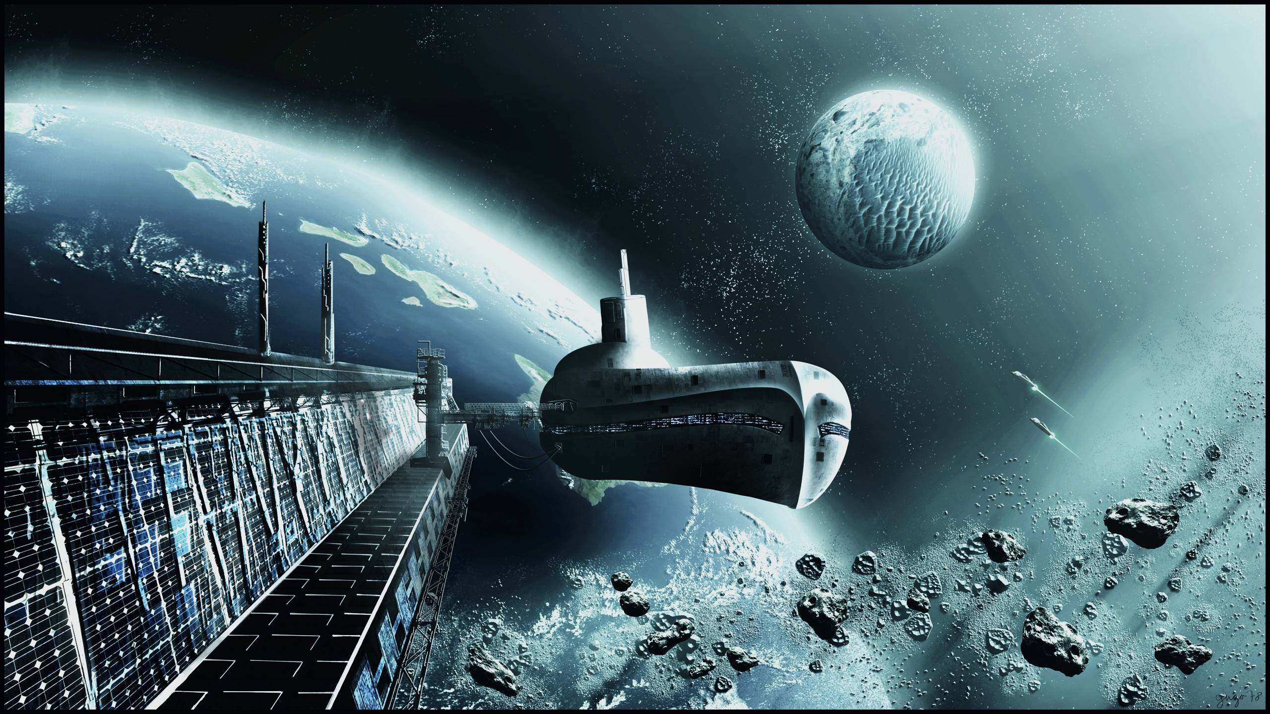 Technics Ships Planets Asteroids space spaceship submarine