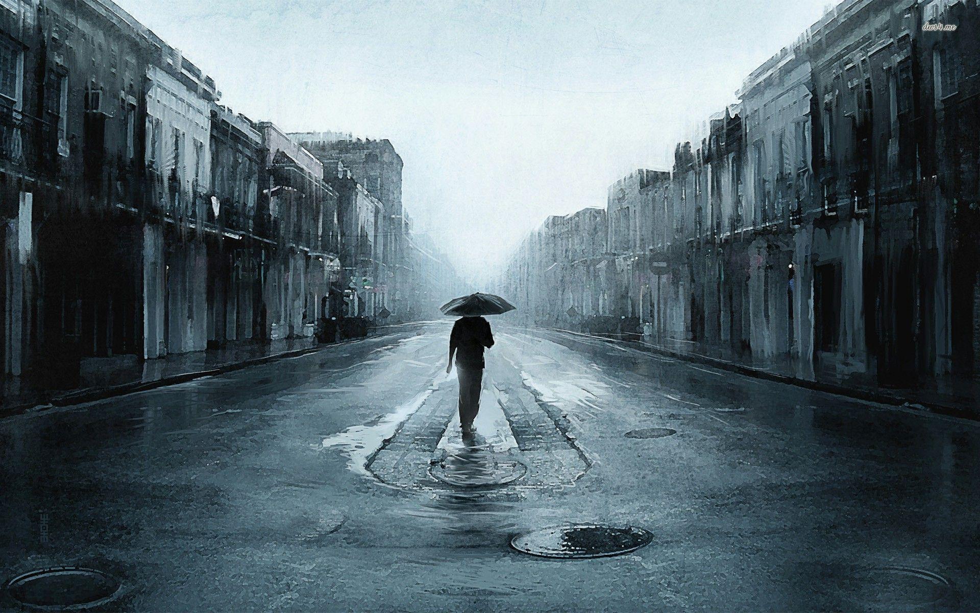 Walking in the rainy street wallpaper wallpaper - #