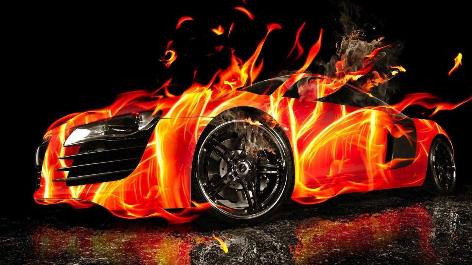 AmazingPict.com. Sports Car Fire 3D Wallpaper For PC