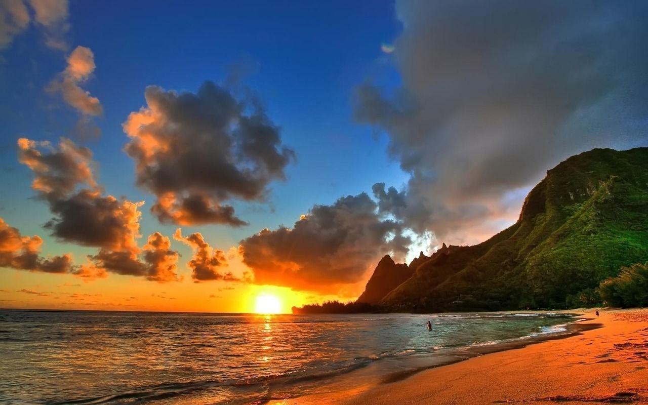 Sunset over Hawaiian beach 1920x1200 Beach Wallpaper - #
