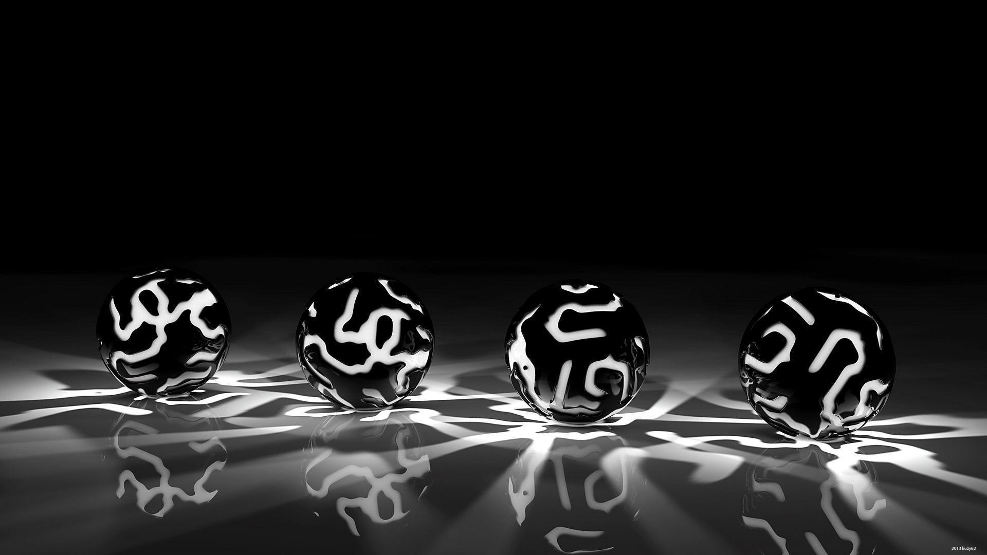 Black And White 3D Balls Wallpaper 1348 Full HD Wallpaper Desktop