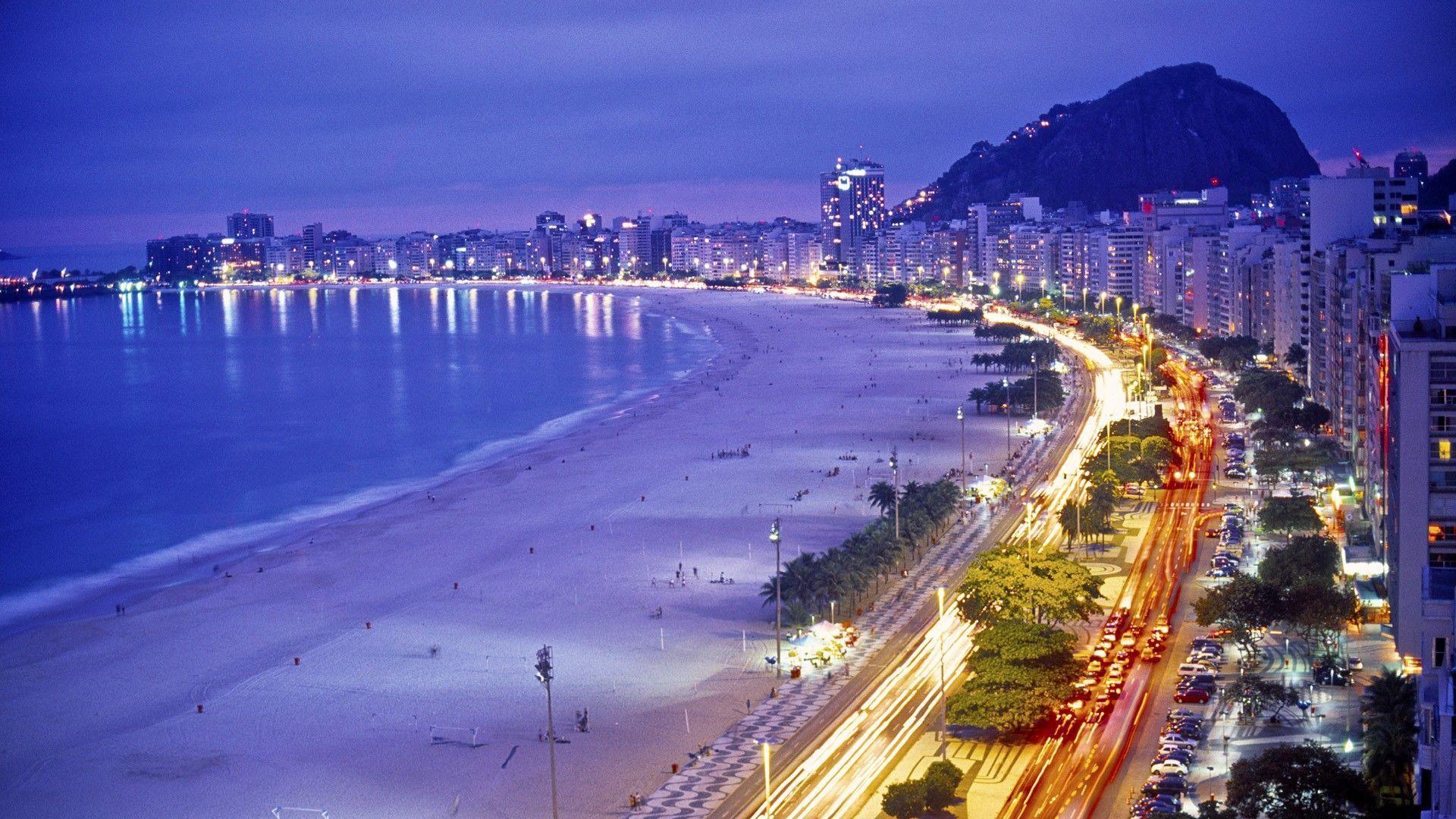 Rio de Janeiro Beach Night Wallpaper Download Wallpaper