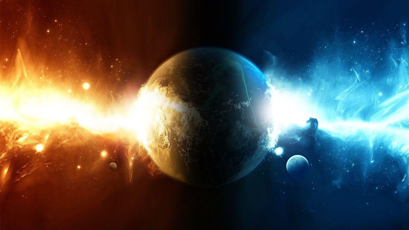 Hot Cool Planet Cold And Lightning Wallpaper with Resolution
