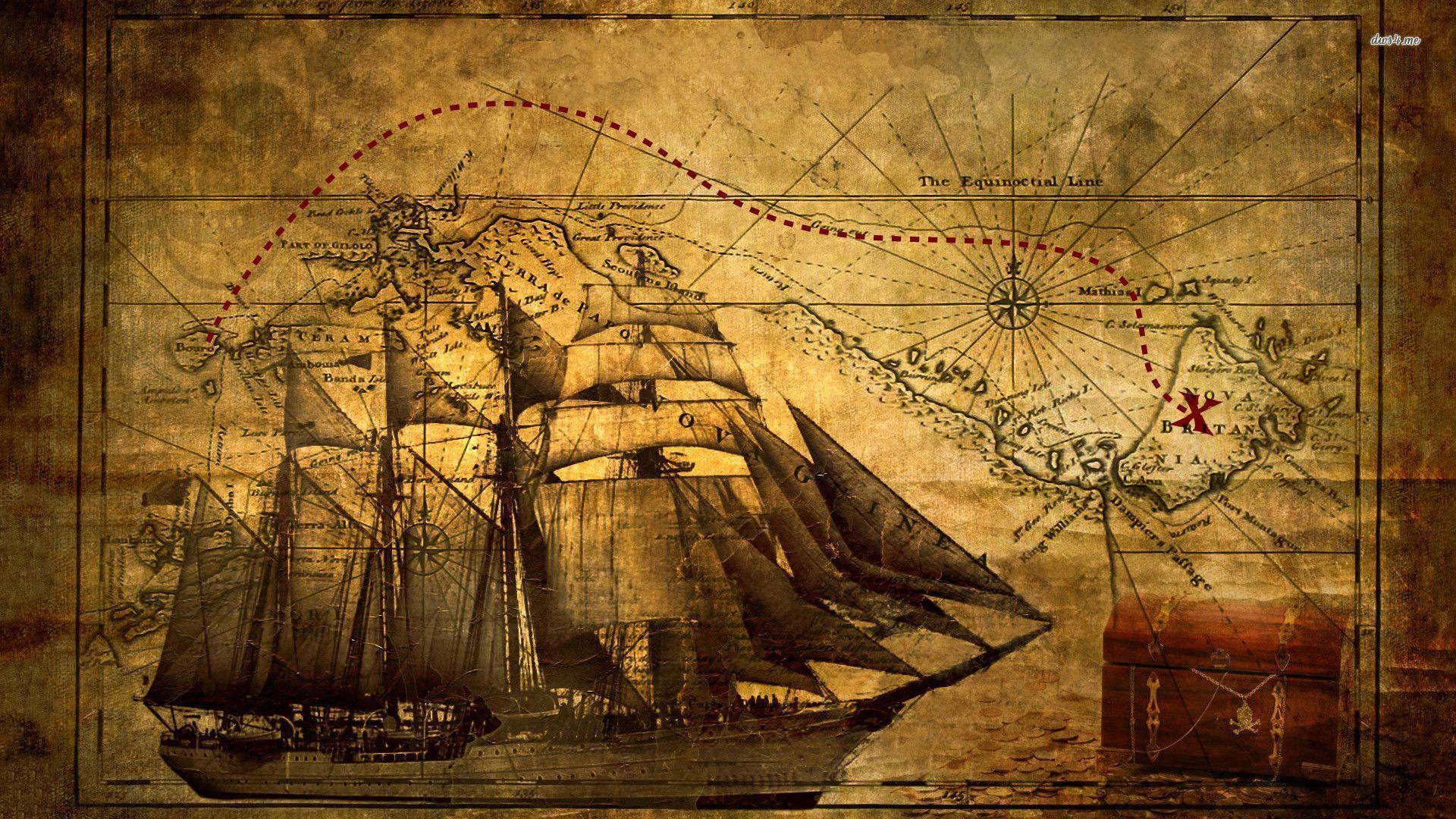 Old ship with map wallpaper Art wallpaper - #