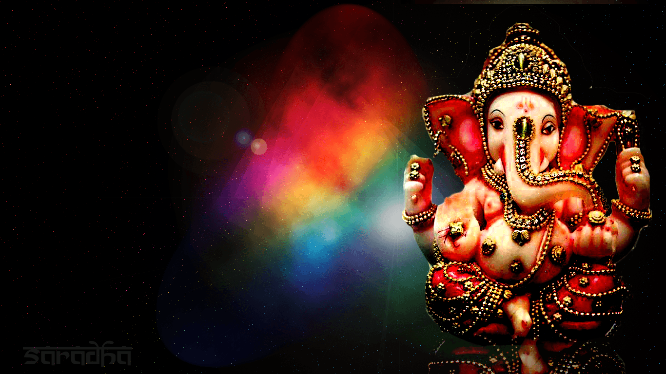 Sri Ganesha: Ganapati Ganesh In Space Lighten Background Wallpaper