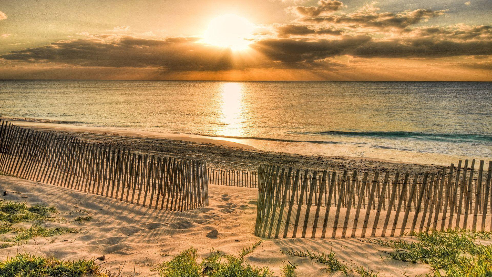 Sandy Beach Sunset Wallpaper