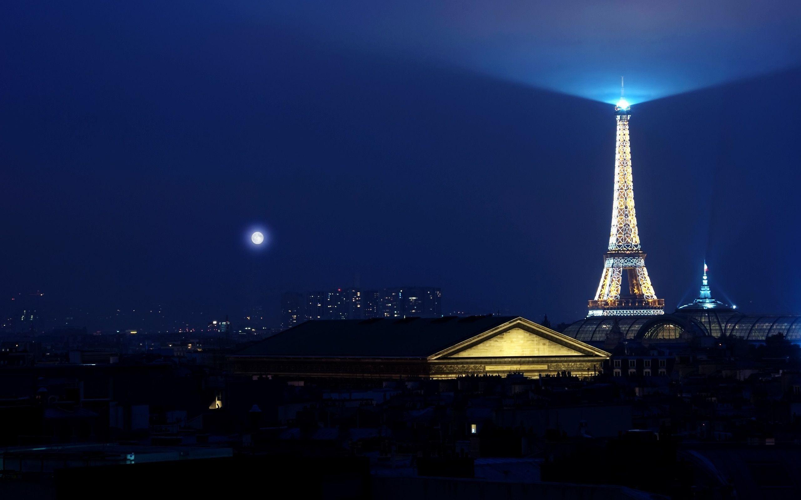 Eiffel Tower Night Light View HD Wallpaper Widescreen