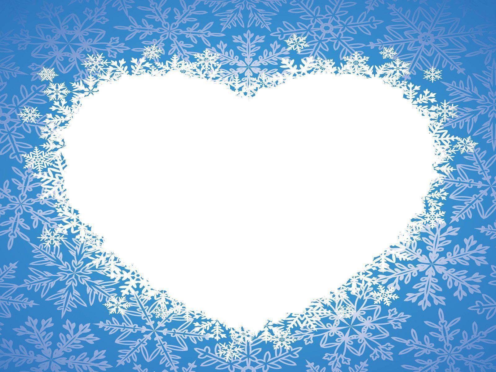 Love winter heart PPT Background, Love, White