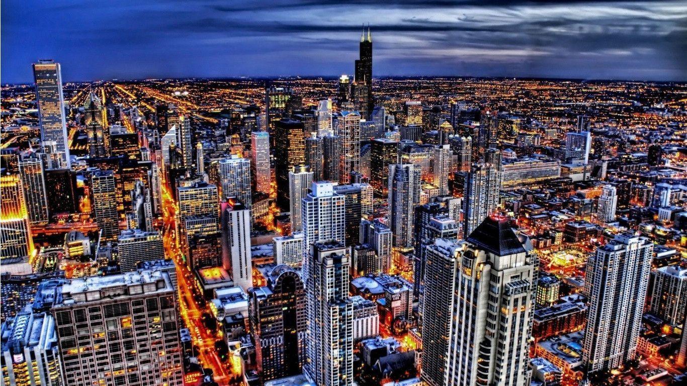 chicago skyline HD wallpaper