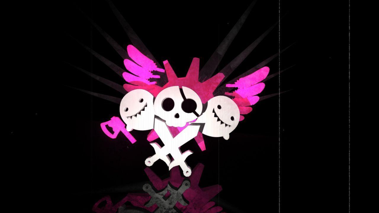 Art: Emo Skull Pink, cute wallpaper, wallpaper HD girly Wallpaper