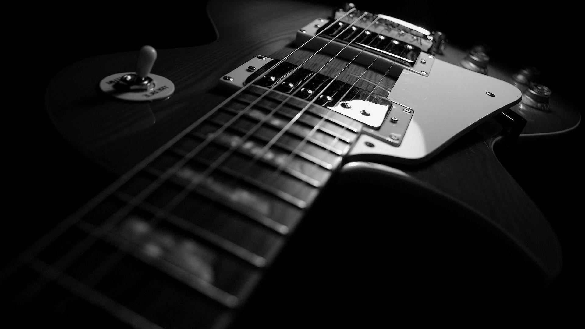 black and white guitar wallpaper