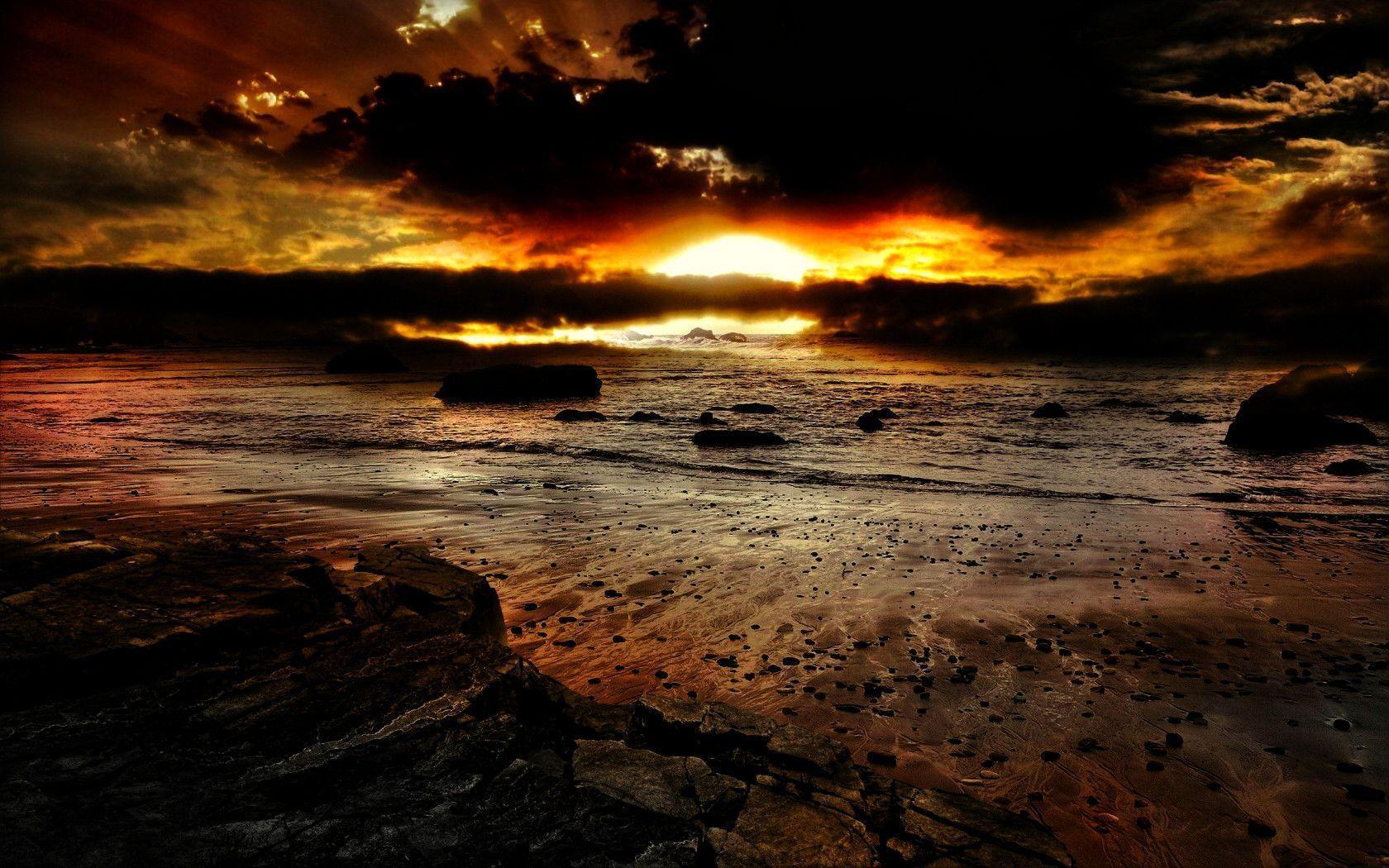 dark sunset Wallpaper Background