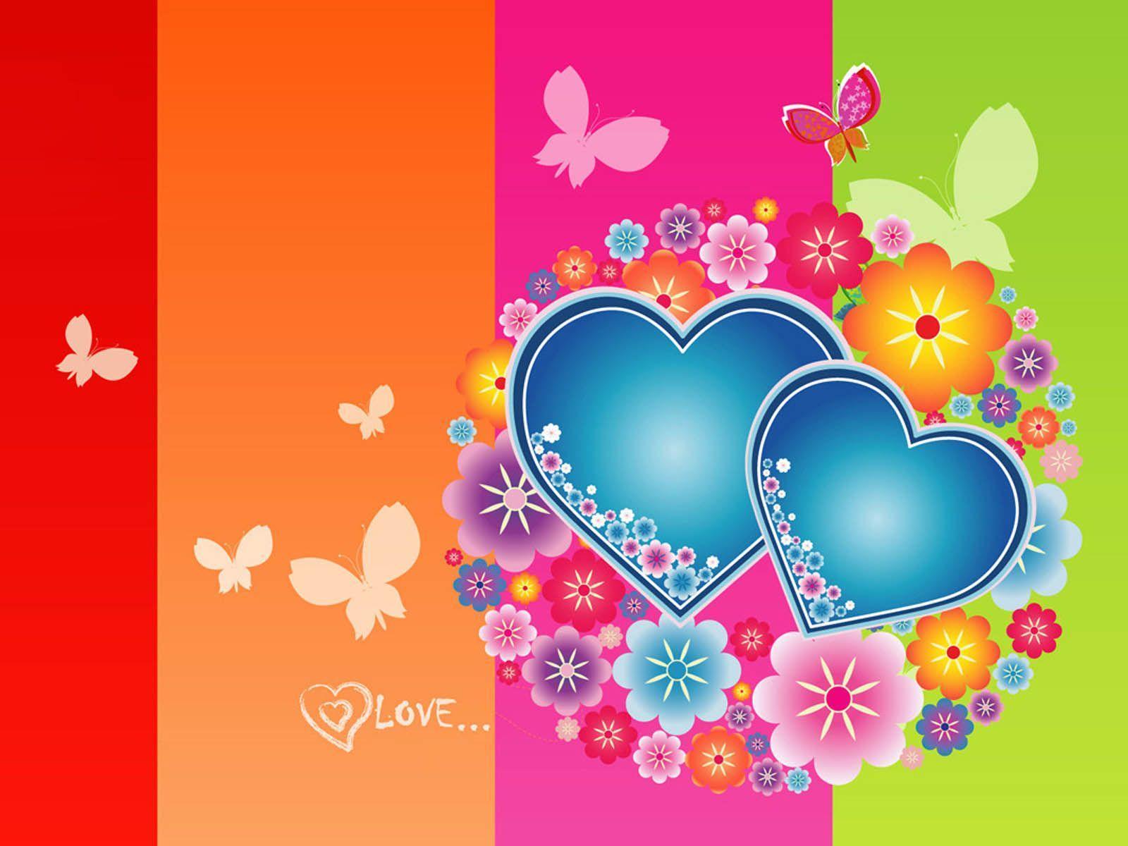 Glowing Love Hearts Wallpaper