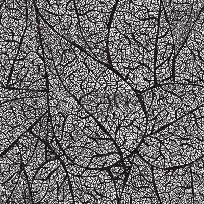 Seamless Monochrome Background With Monochrome Leaves. Royalty