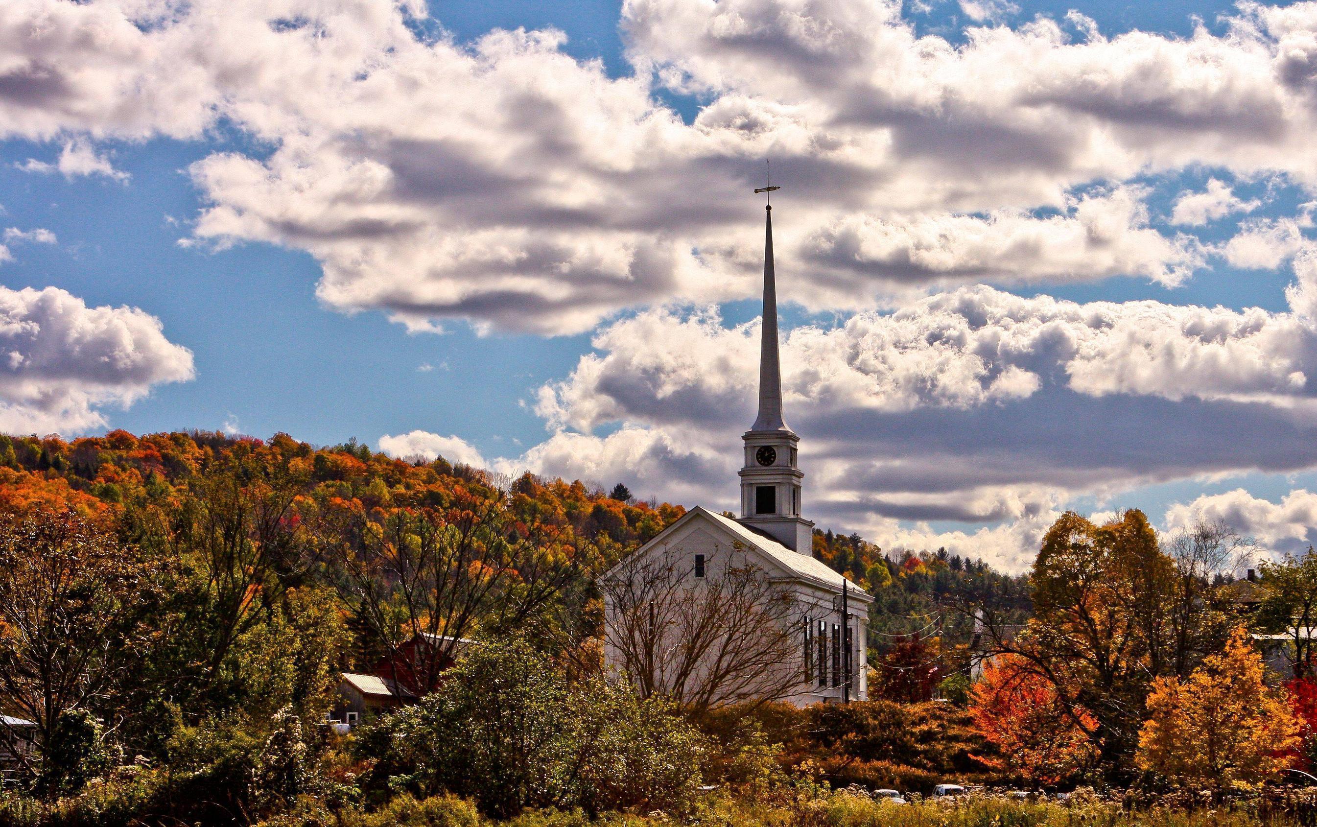 Church and Autumn Leaves
