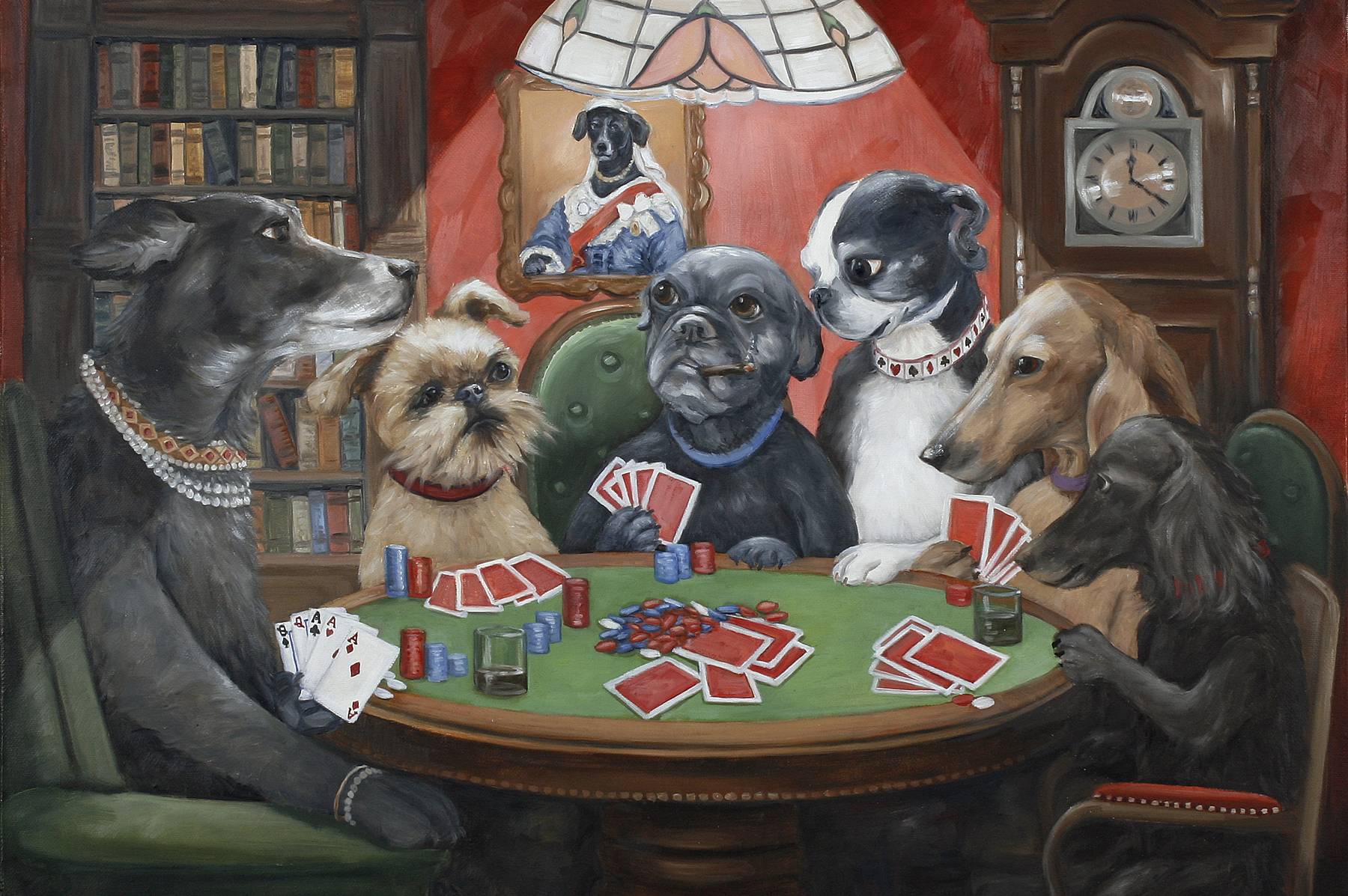 HD wallpaper dogs and two men plays poker painting card the game watch   Wallpaper Flare