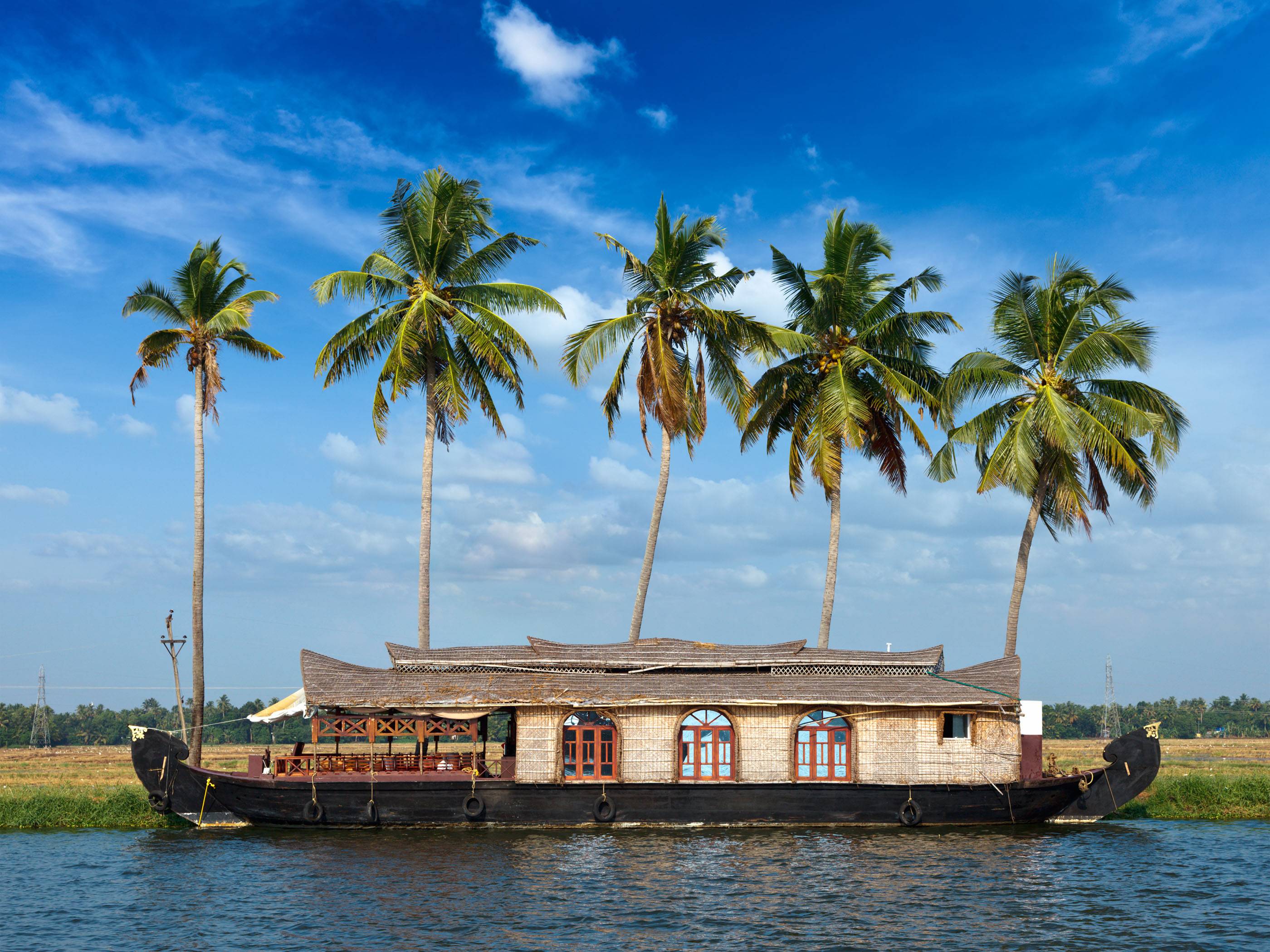 Hausboot Kerala Backwaters, Indien. Computer Wallpaper HD