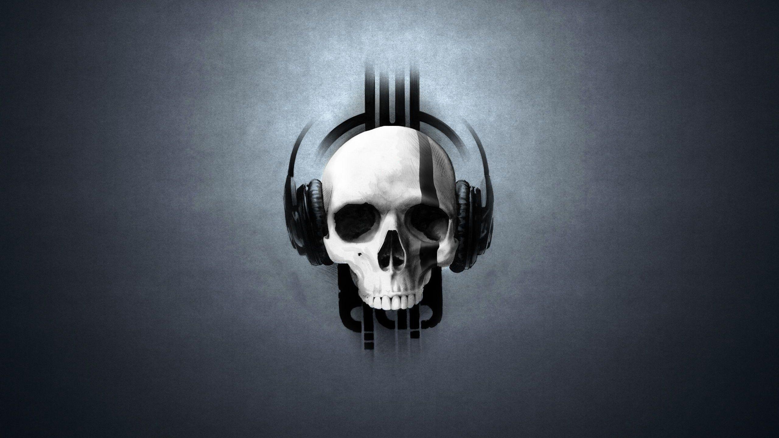 2560x1440 Music skull headphones Wallpapers