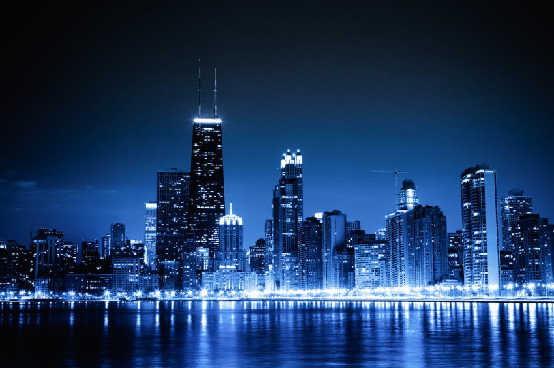 Chicago Blue Skyline Wallpaper. HD Wallpaper and Download Free