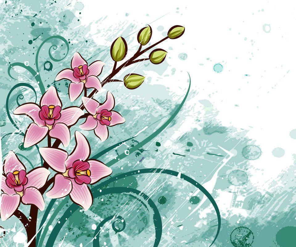 Artsy Flowers cartoons mobile wallpaper download