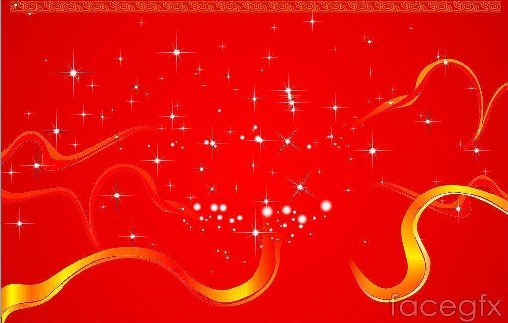 Happy new year stars red background vector