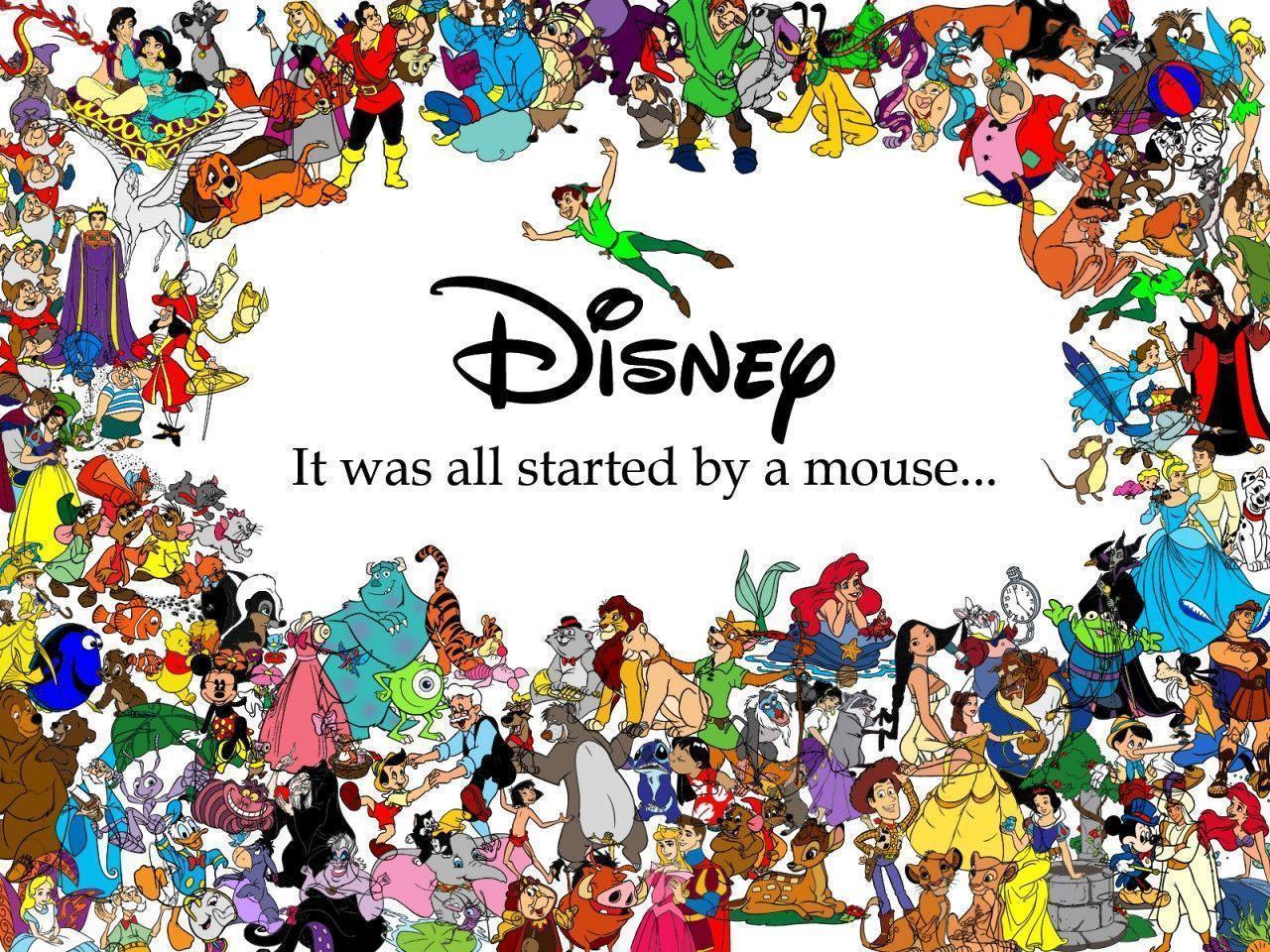 Walt Disney Cartoons Characters Background 1 HD Wallpaper