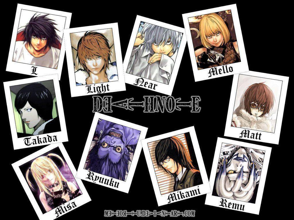 Death Note All Characters L, Light, Near, Mello, Matt, Rem