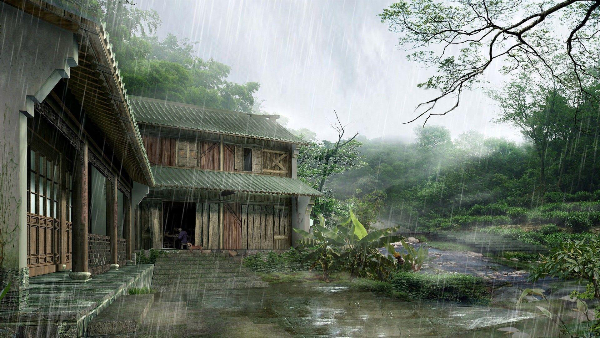 Wallpaper For > Animated Raining Background