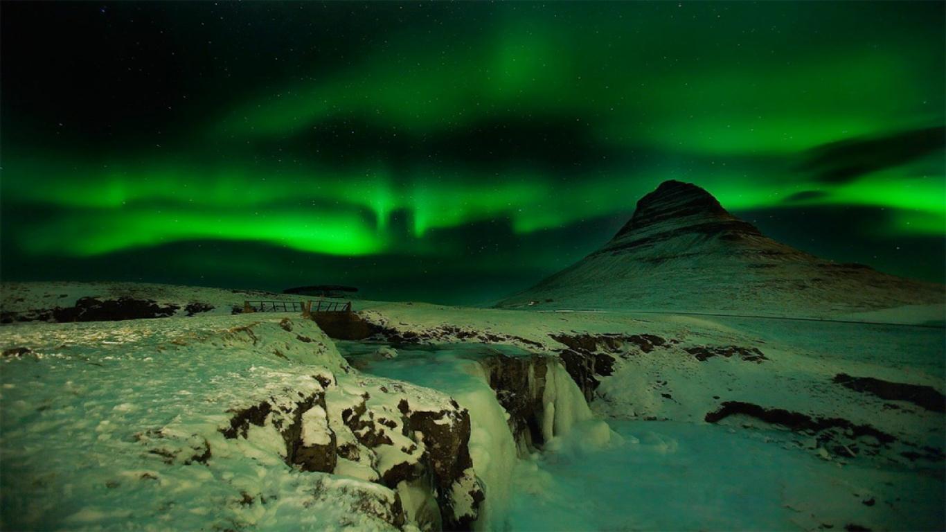 Aurora Over Iceland Landscape Wallpaper wallpaper