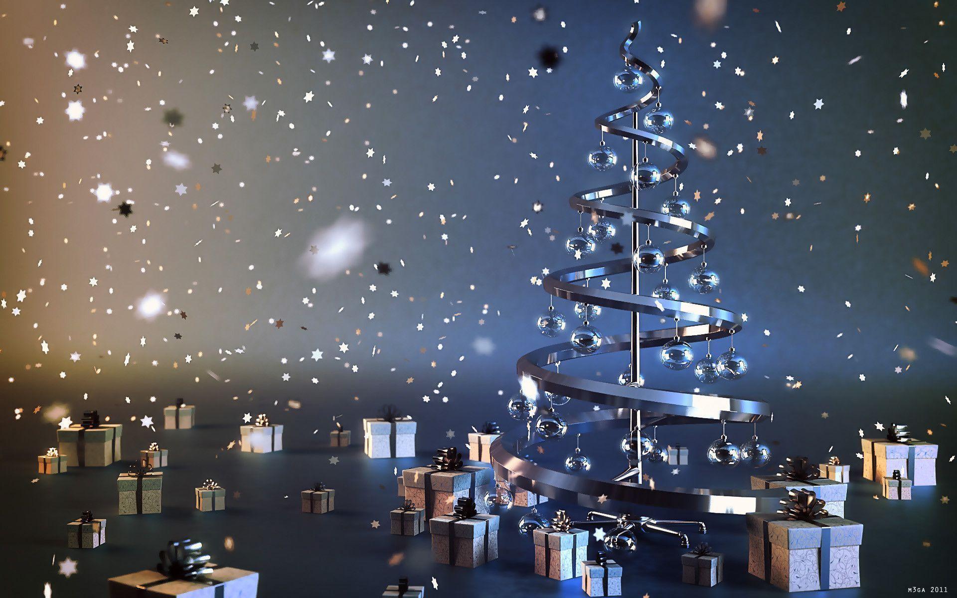 3D Graphics Christmas Tree and Gifts HD Wallpaper Free HD Download