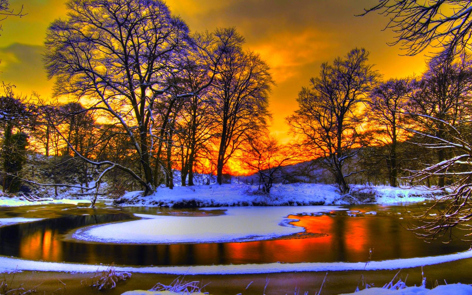 Wallpapers For > Winter Sunset Wallpapers