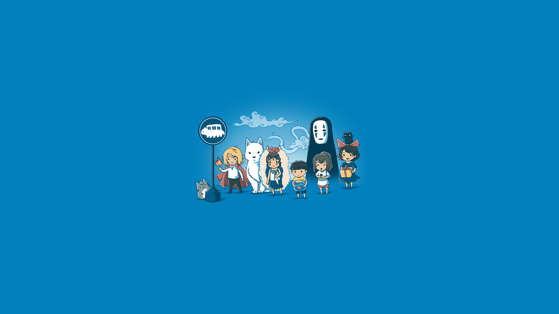 Anime characters in the bus station Wallpaper #