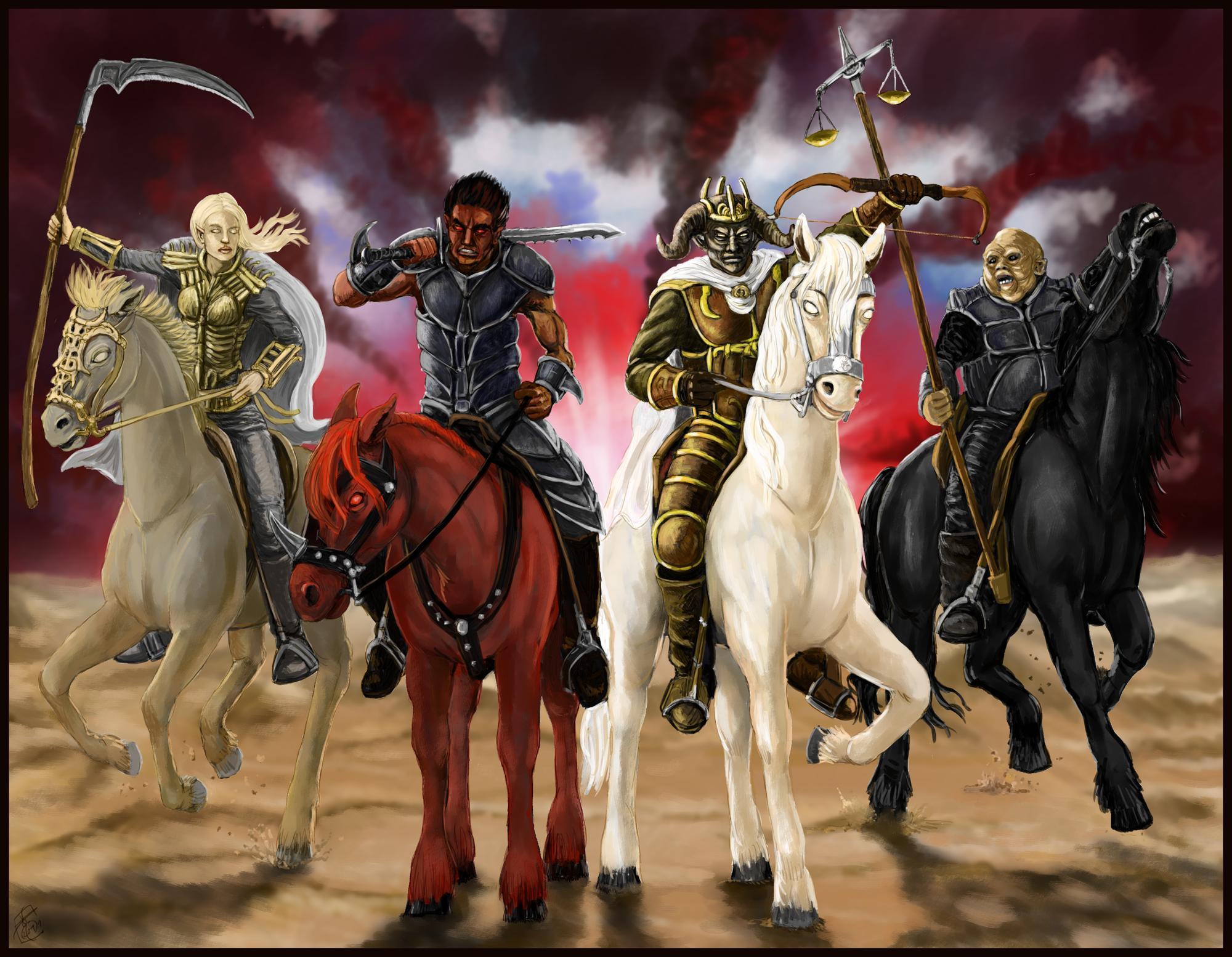 The Four Horsemen religion revelations dark horror horses reaper
