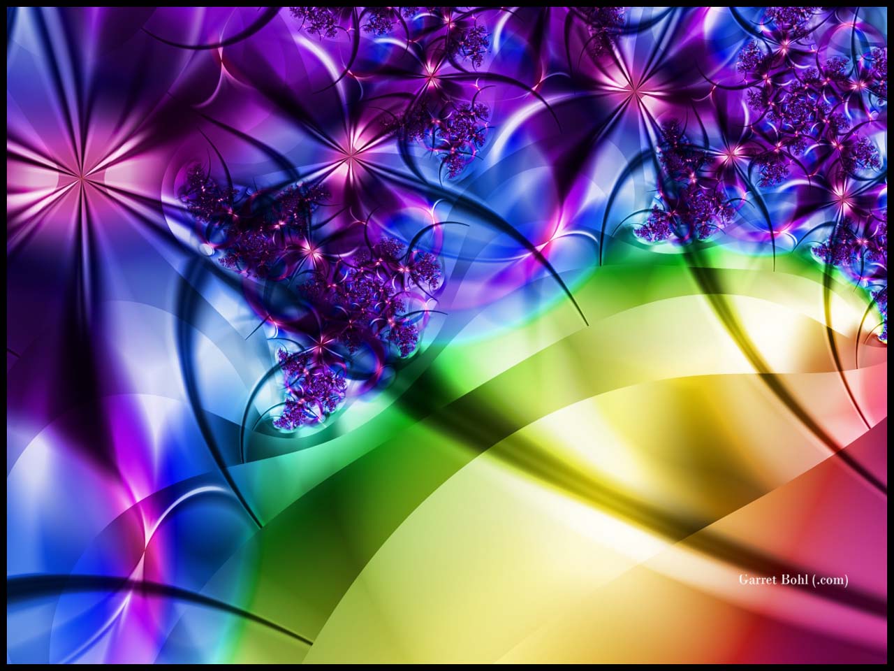 Rainbow Flowers Artwork. Digital Art and Design