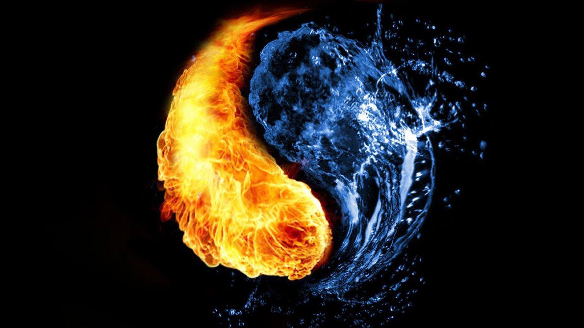 Cool Fire And Water Background Wallpaper HD