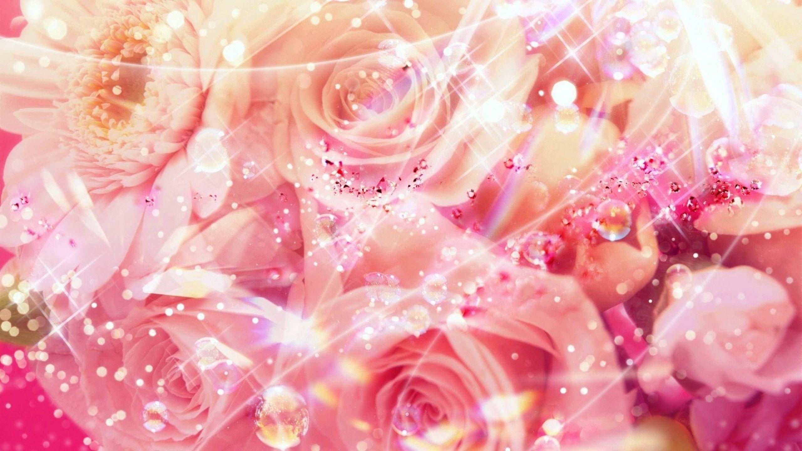 Download Wallpaper 2560x1440 roses, flowers, drops, patches, fairy