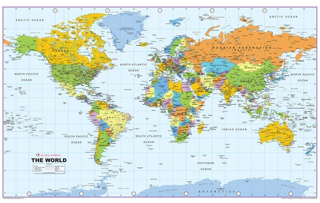 High Quality World Map Countries And Capitals