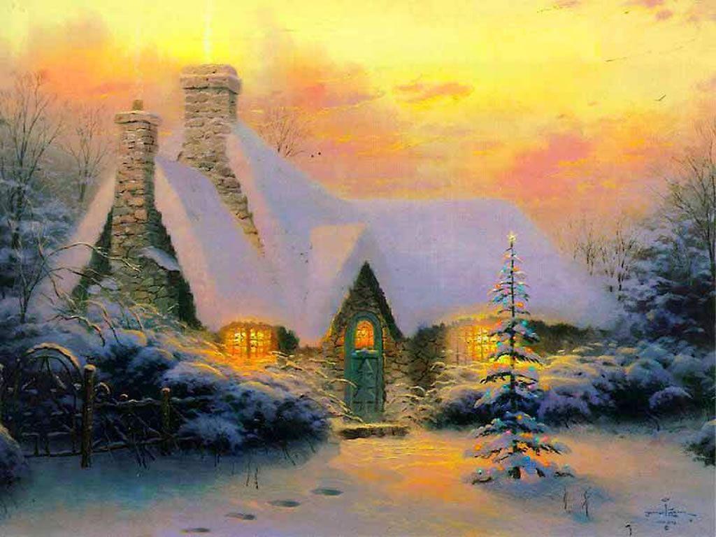 Christmas Cottage Christmas Winter Scenes Wallpaper Image. Homes
