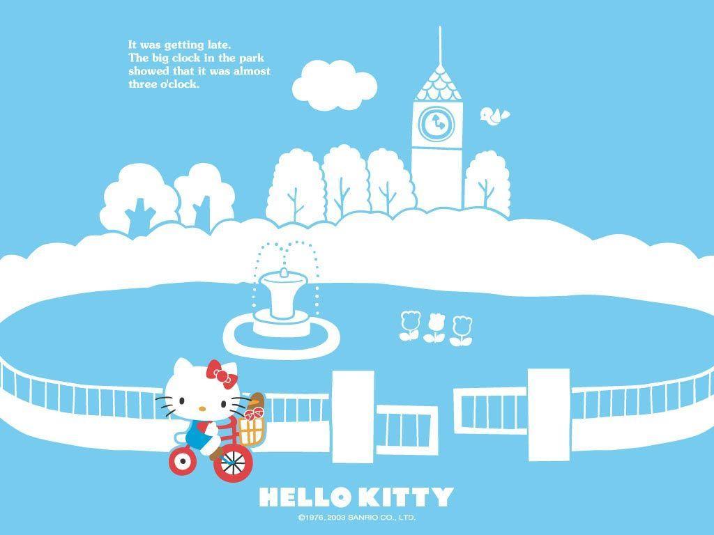 Wallpaper For > Blue Hello Kitty Background