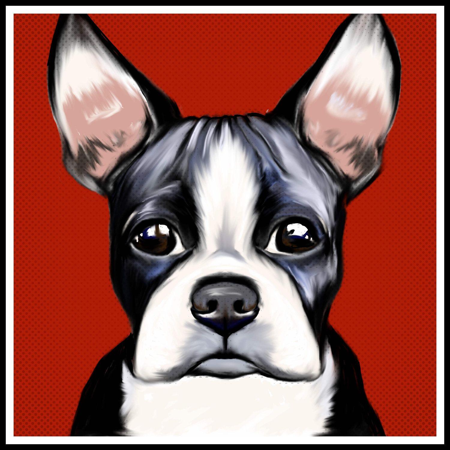Cute Boston Terrier Art Paint, Print and Posters Wallpaper. All