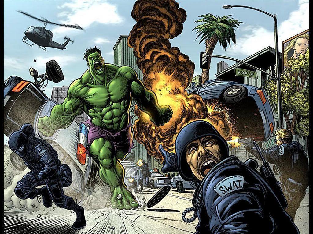 Hulk Attacks Swat Team Wallpaper 1024×768