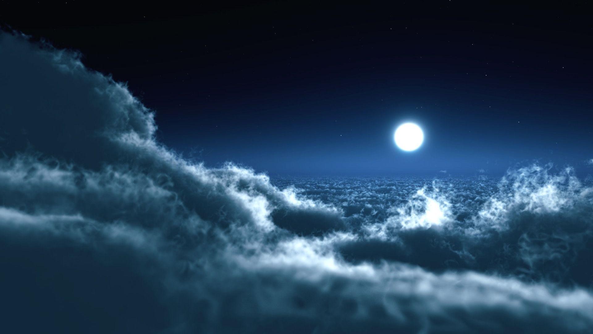 Moonlight The Moon Above The Clouds Wallpaper