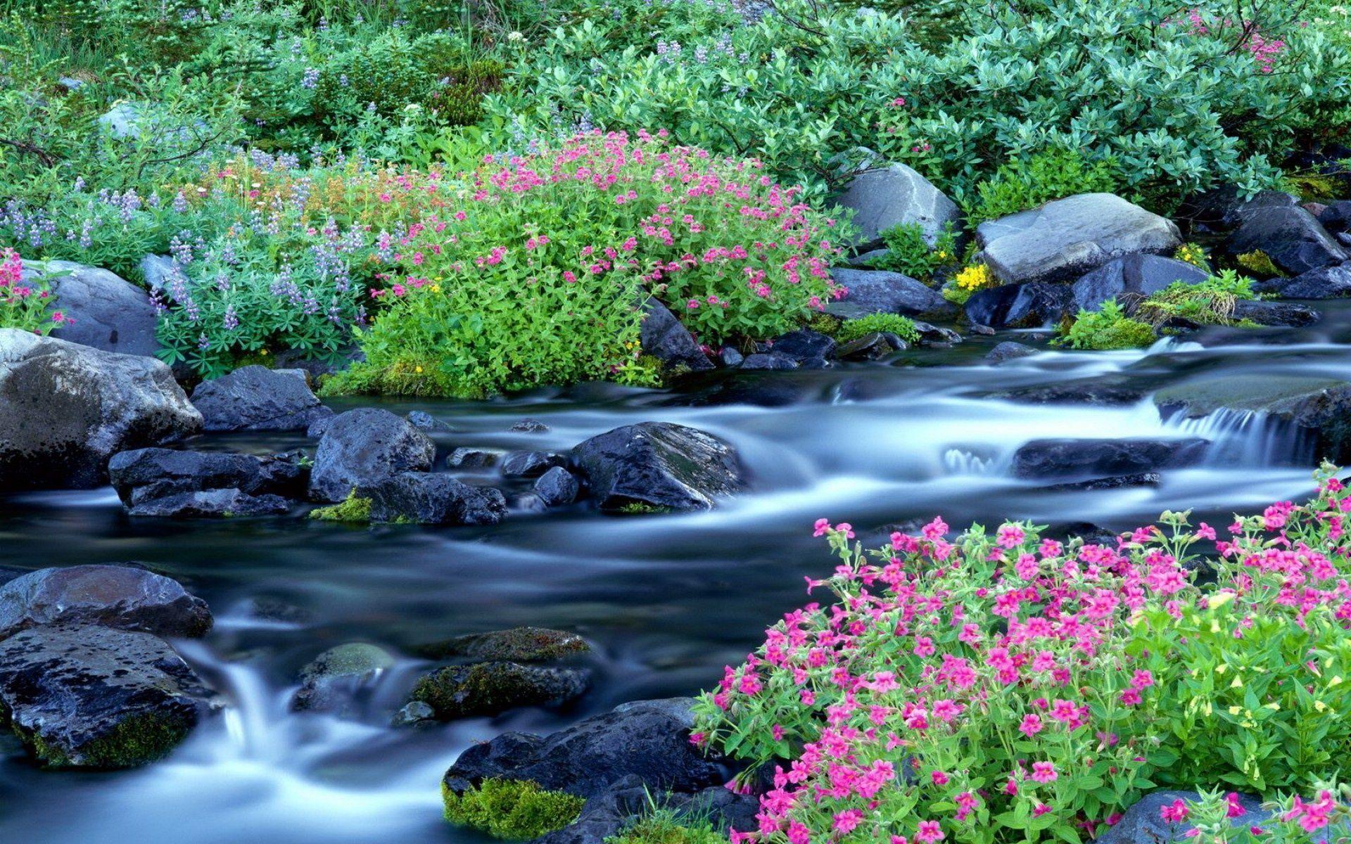 Spring Stream Rapids large HD resolution background theme
