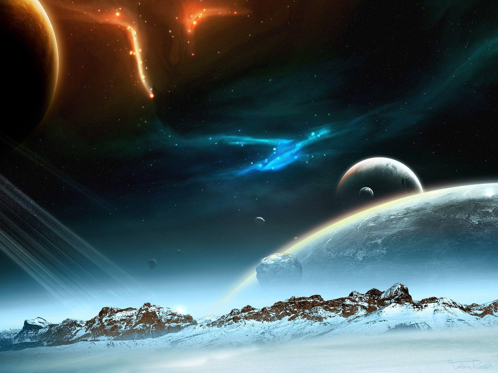 HD universe and planets digital art wallpaper. High Quality PC