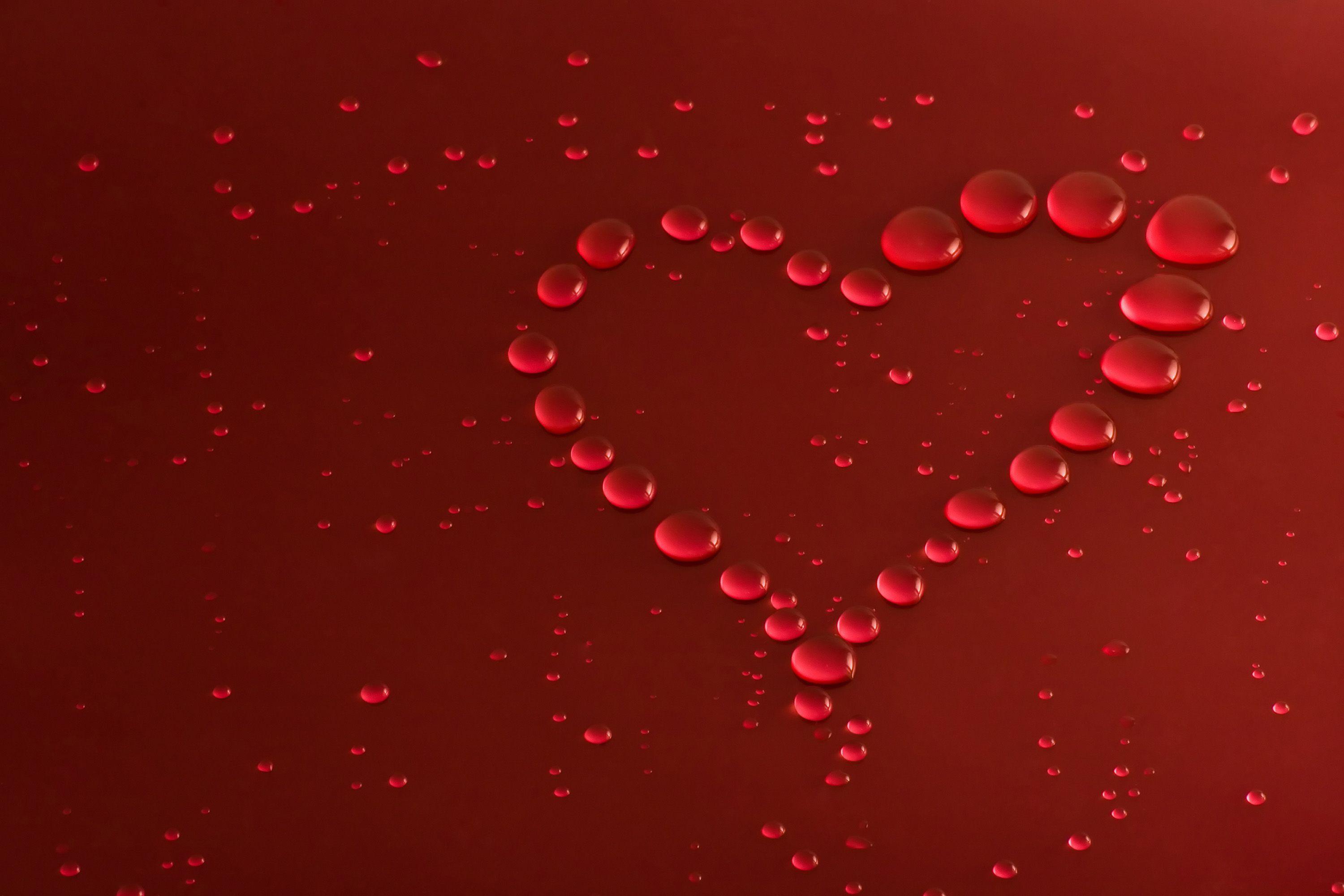 Red Love Heart HD Wallpaper with Water Drops. Paravu.com. HD