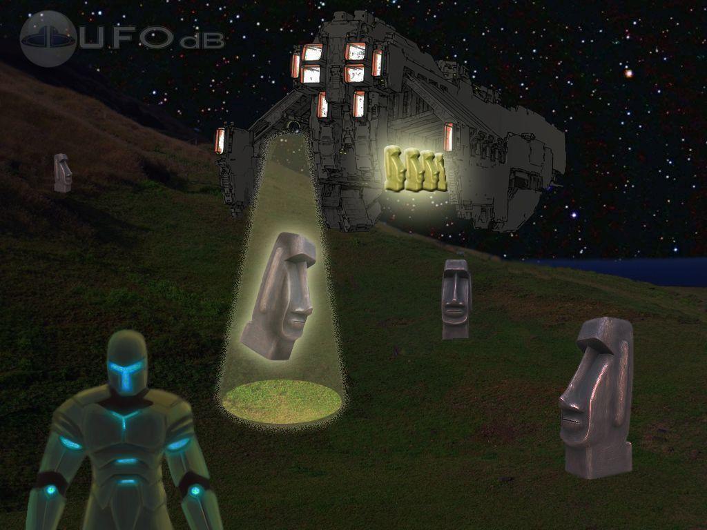UFOdB.com UFO Wallpaper Easter Island Moai statues