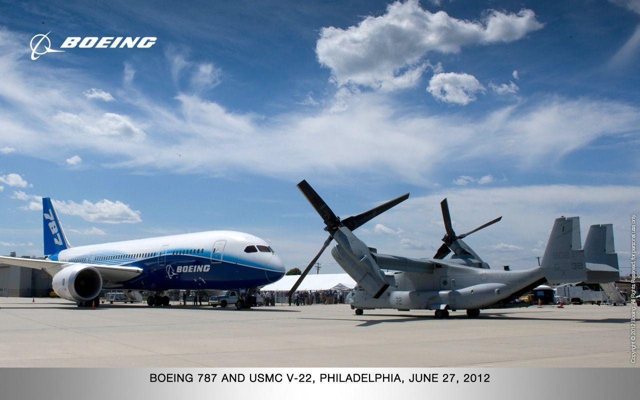 Boeing 787 And USMC V 22 Wall Paper Download