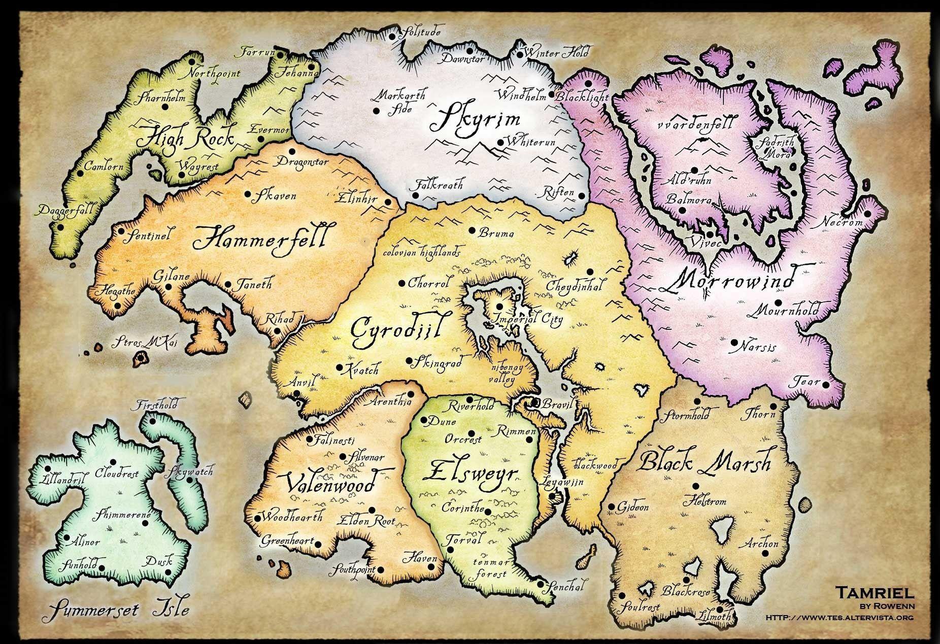 oblivion map vs skyrim map