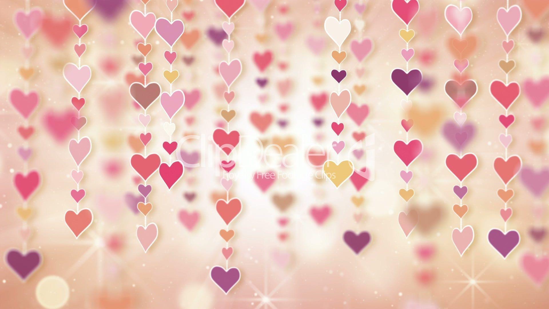 Dangling Pink Hearts Loopable Background: Royalty Free Video